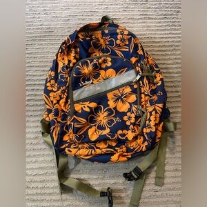 L.L. Bean Women's Backpack - Navy and Orange Floral